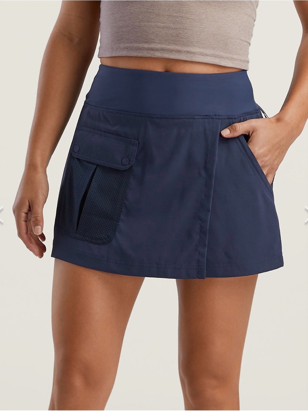 M Title Nine Cordillera Cargo Hiking Skort Navy Blue Utility Pocket athletic